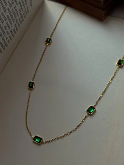 Vintage Multi-Gemstone Necklace - Emerald Green