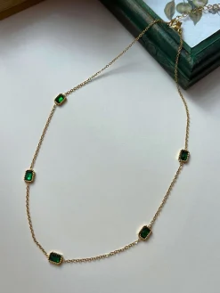 Vintage Multi-Gemstone Necklace - Emerald Green
