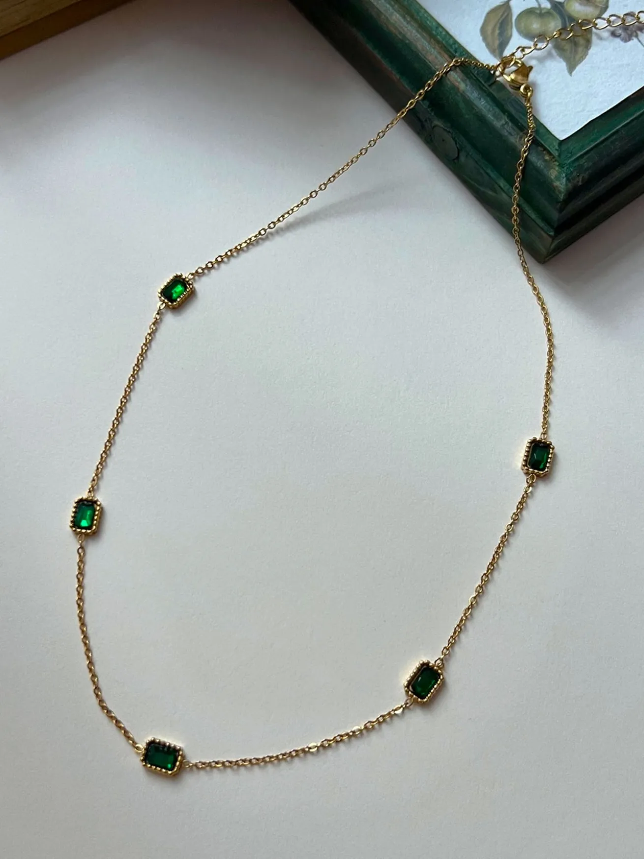 Vintage Multi-Gemstone Necklace - Emerald Green