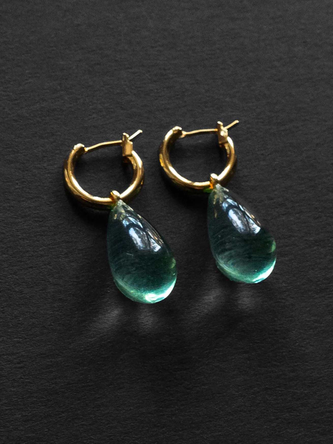 Water Droplet Hoops - Gold/Turquoise