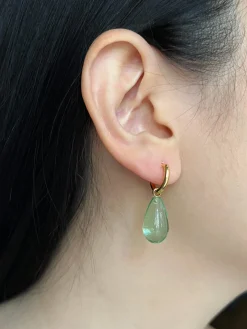 Water Droplet Hoops - Gold/Turquoise