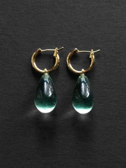 Water Droplet Hoops - Gold/Turquoise