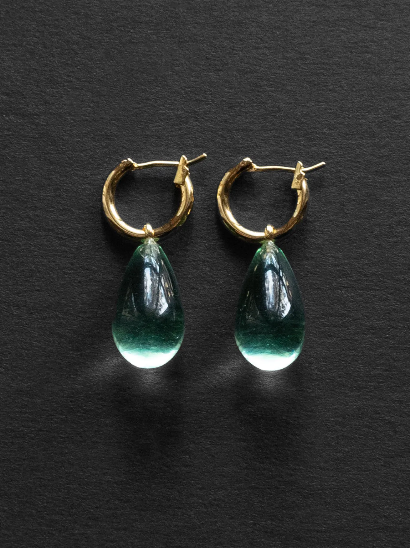 Water Droplet Hoops - Gold/Turquoise