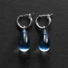 Water Droplet Hoops - Silver/Blue