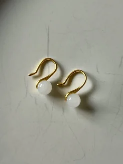 White Jade Dew Drop Earrings