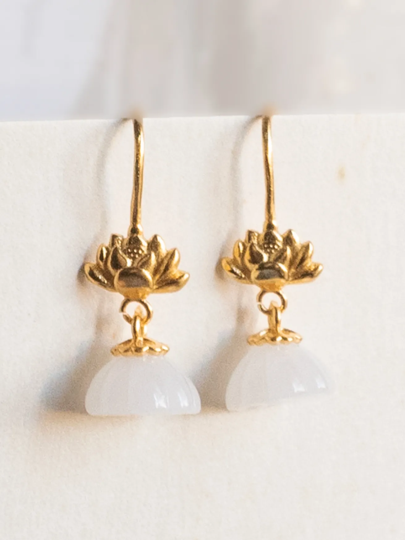 White Jade Lotus Earrings