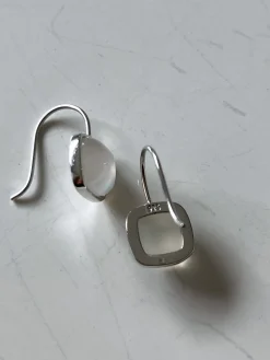 White Jade Square Pendant Earrings