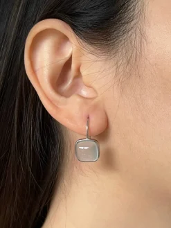 White Jade Square Pendant Earrings