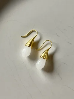 White Lotus Jade Earrings