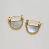 White Marble Shell Petite Hoops