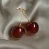 Wine Red Translucent Cherry Earrings