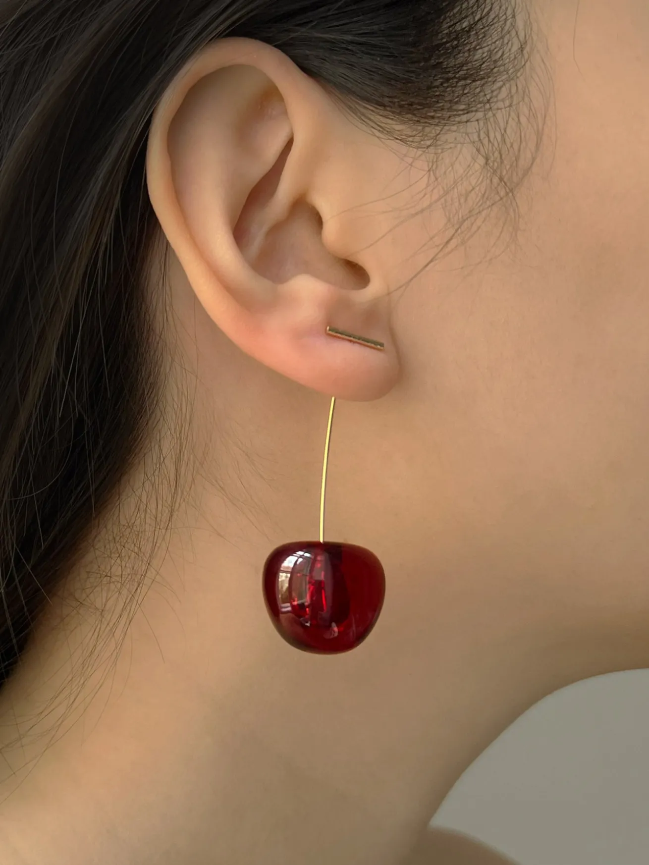 Wine Red Translucent Cherry Earrings